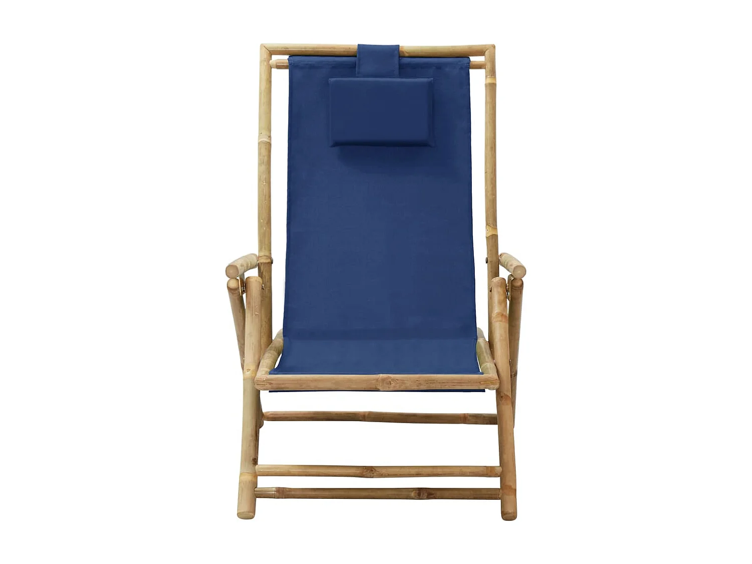 Chaise de relaxation inclinable bleu marine bambou et tissu