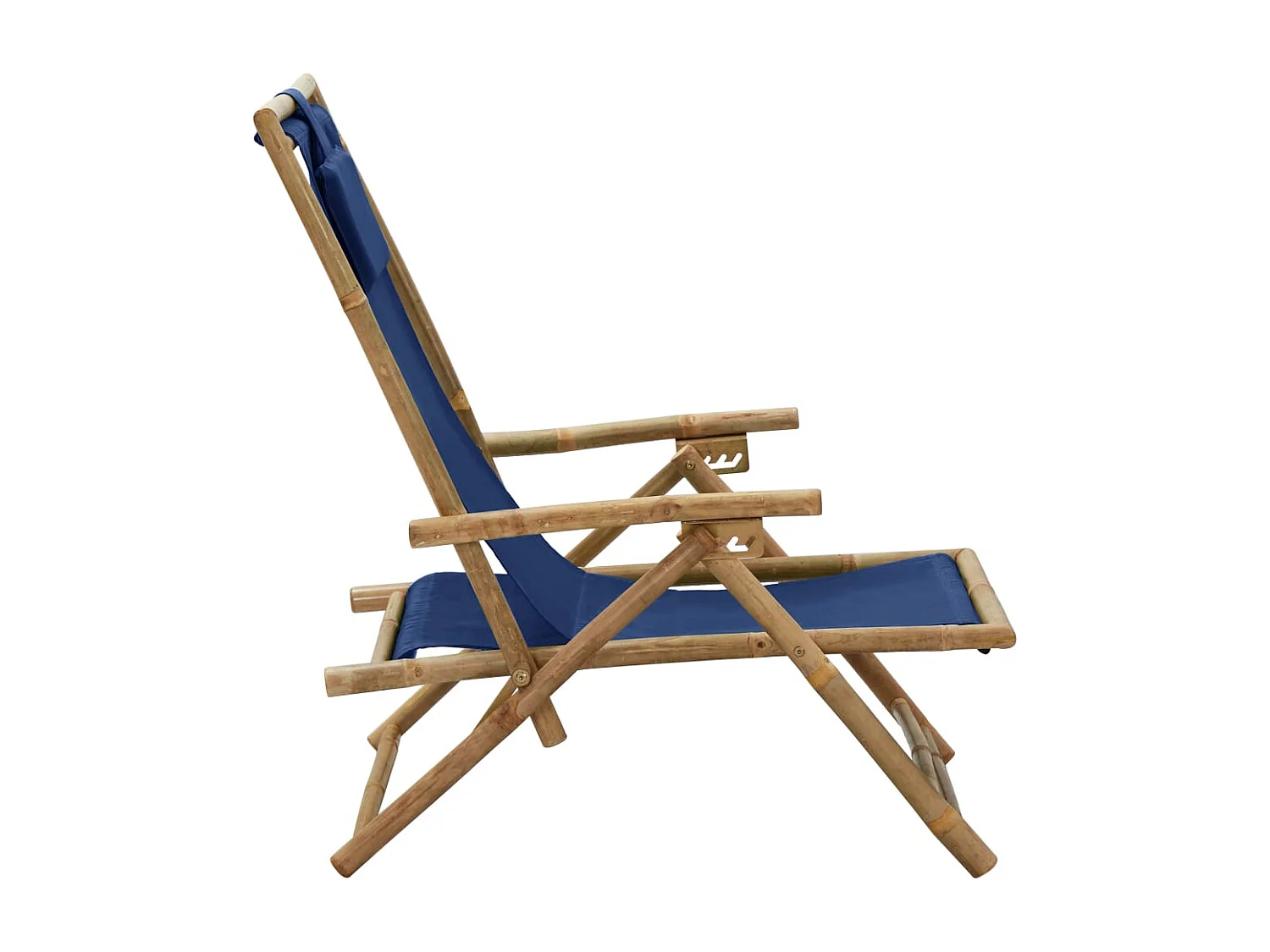 Chaise de relaxation inclinable bleu marine bambou et tissu