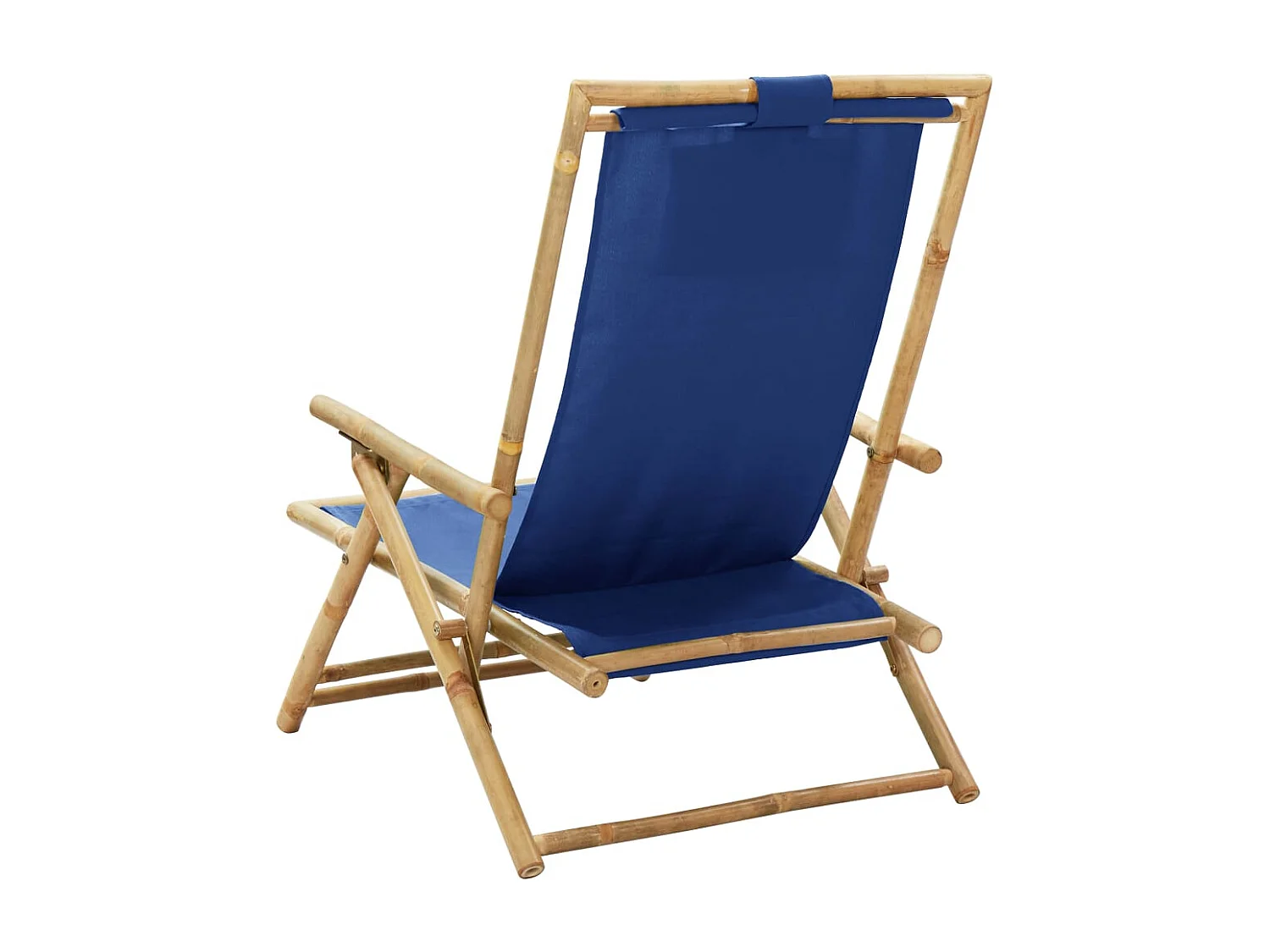 Chaise de relaxation inclinable bleu marine bambou et tissu