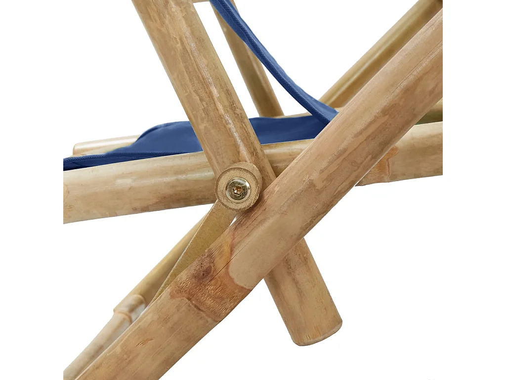 Chaise de relaxation inclinable bleu marine bambou et tissu