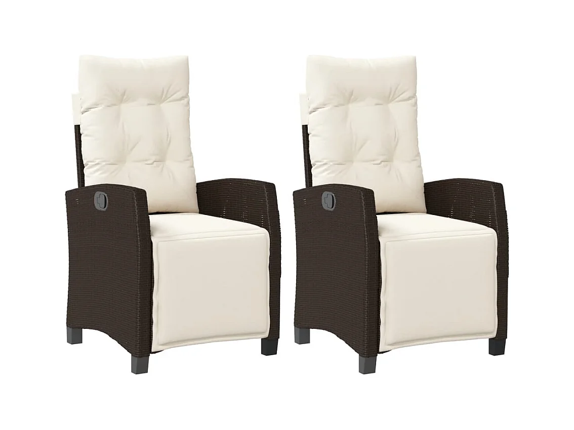 Juego de 2 sillas de jardín reclinables con reposapiés de ratán