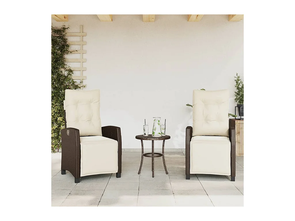 Set di 2 sedie da giardino reclinabili con poggiapiedi in rattan