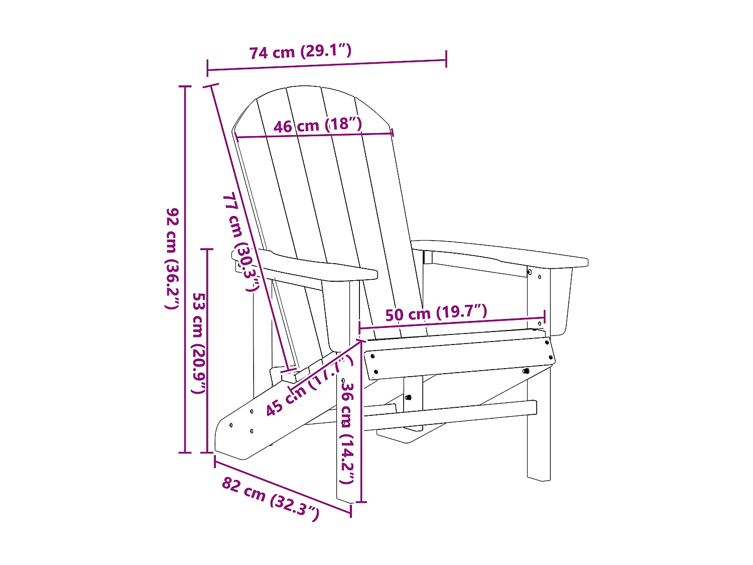 Chaise Adirondack Gris Clair 74x82x91 cm HDPE