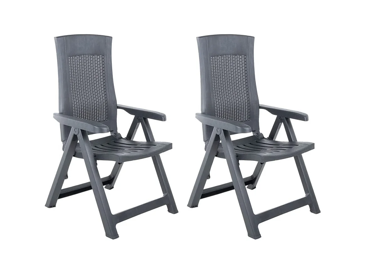 Ligstoelen tuinset van 2 Antraciet kunststof