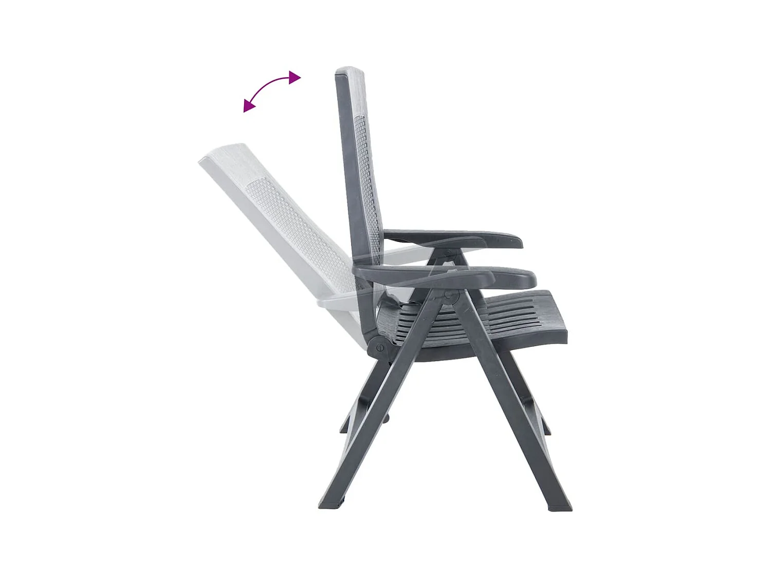 Ligstoelen tuinset van 2 Antraciet kunststof