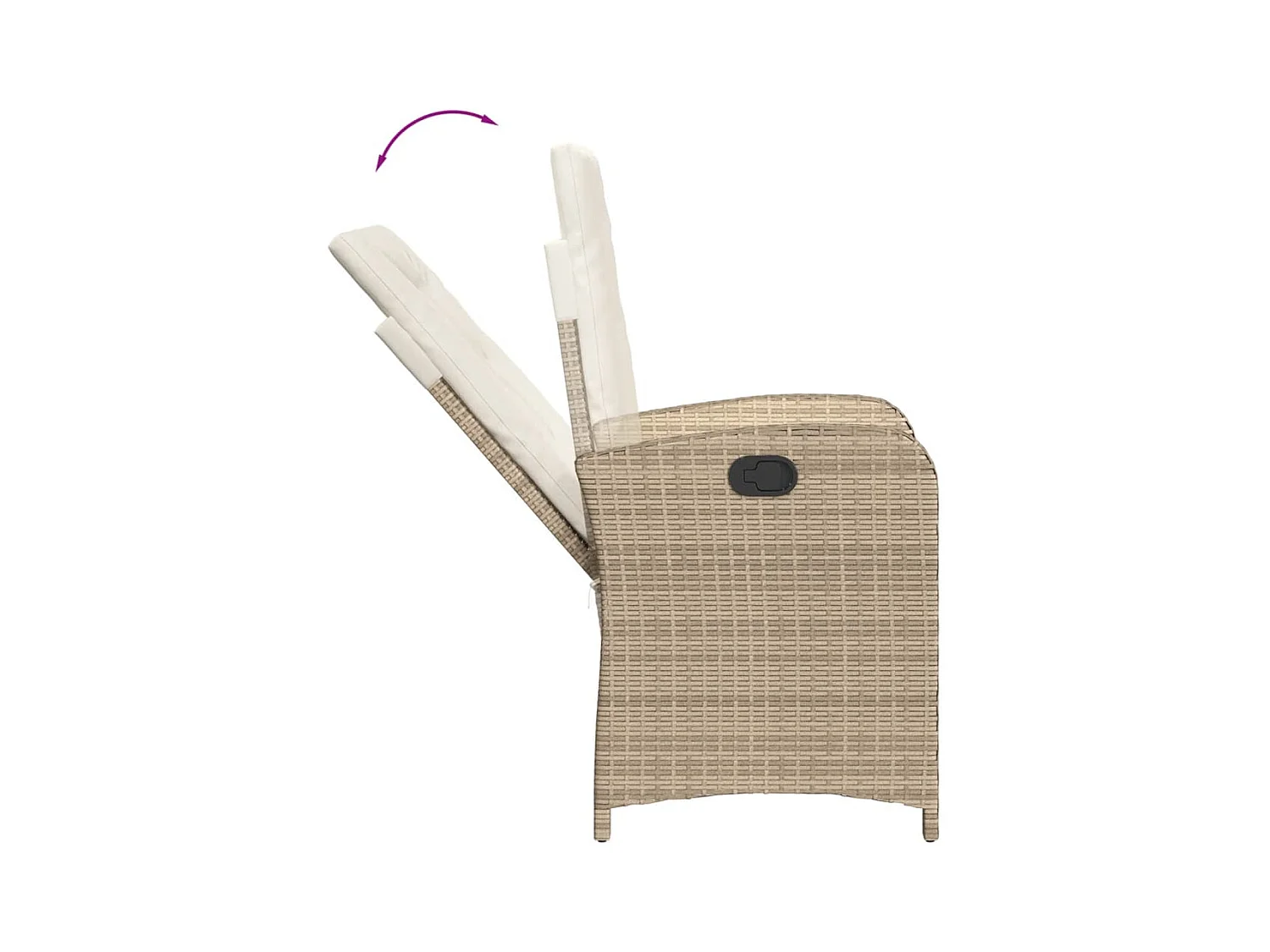 Chaises inclinables de jardin lot de 2 et coussins beige rotin