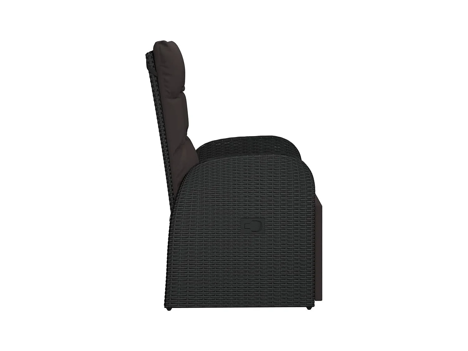 Silla de jardín reclinable y cojín de resina tejida negra