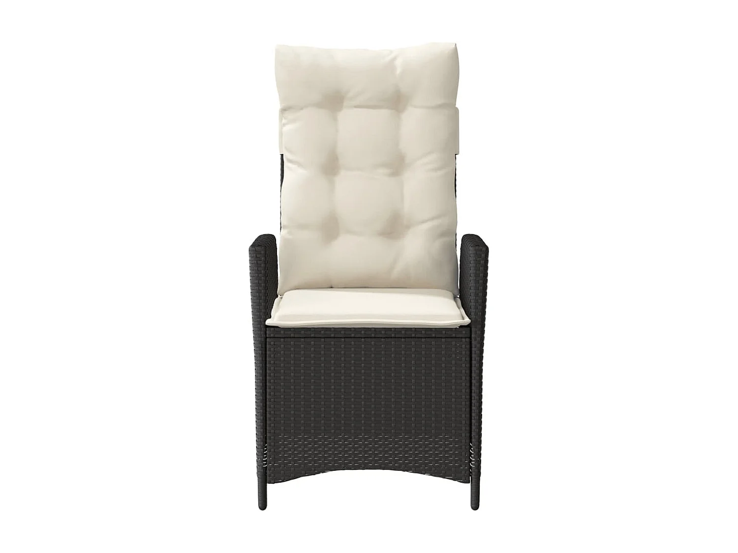 Chaise inclinable de jardin avec coussins noir résine tressée