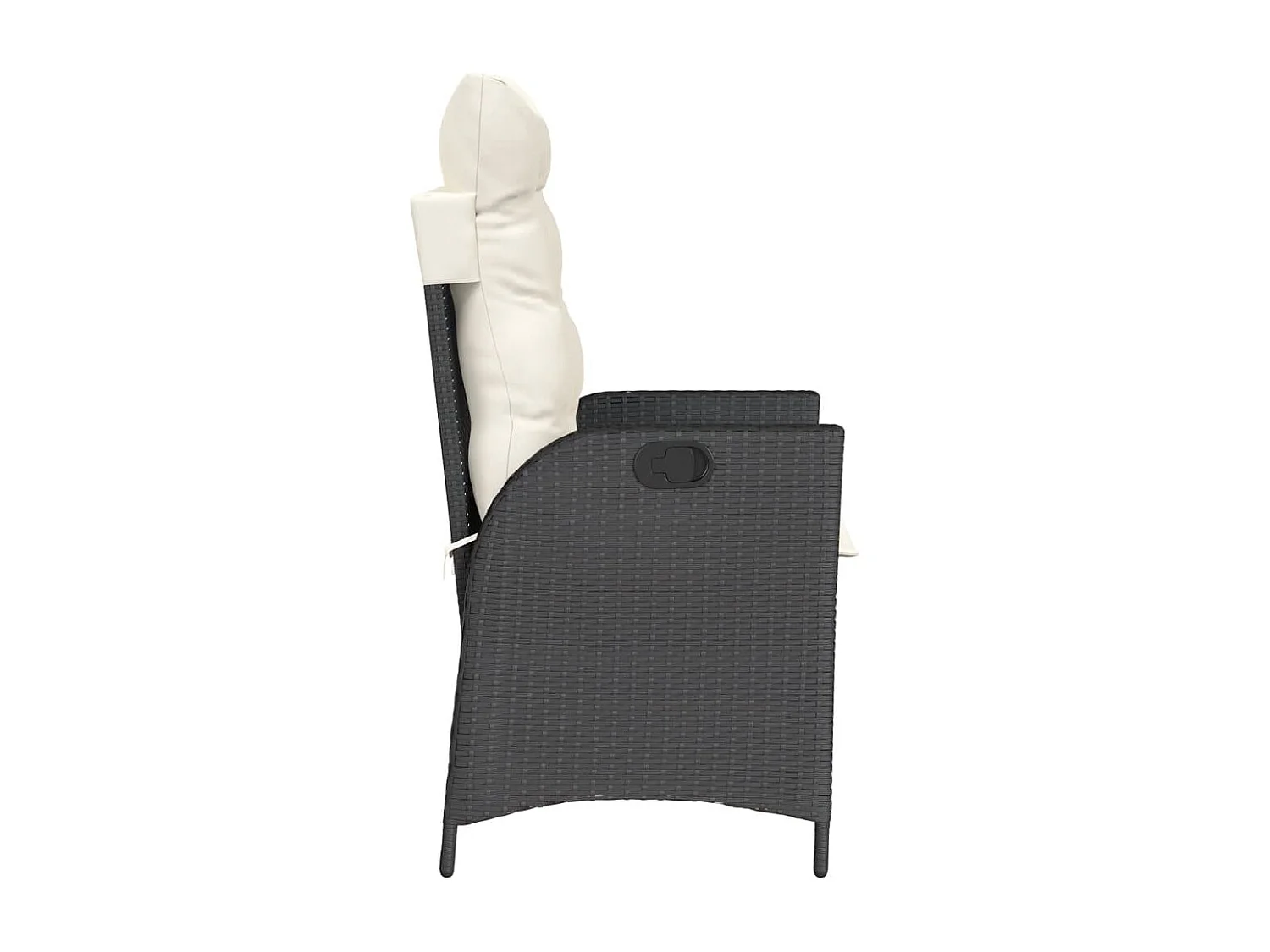 Chaise inclinable de jardin avec coussins noir résine tressée
