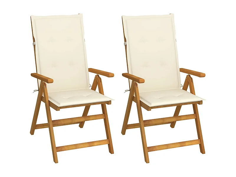 Set van 2 verstelbare tuinstoelen met kussens Acaciahout