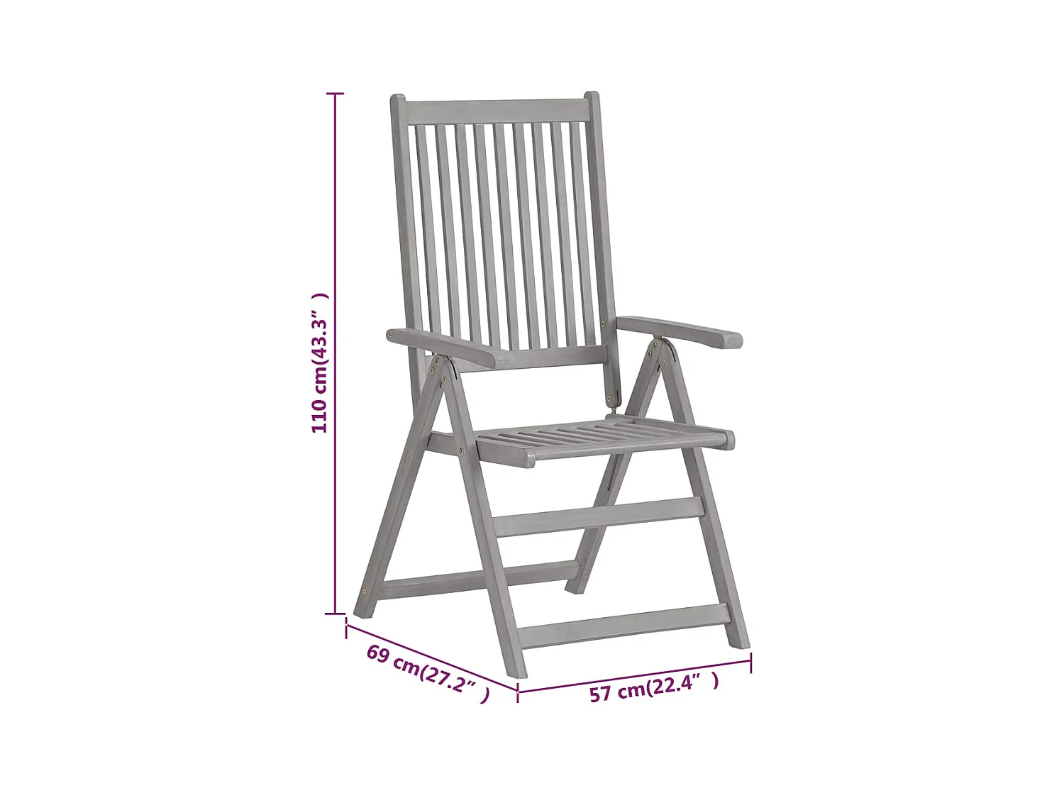 Tuinstoelen Set van 2 Grijs Massief Acaciahout