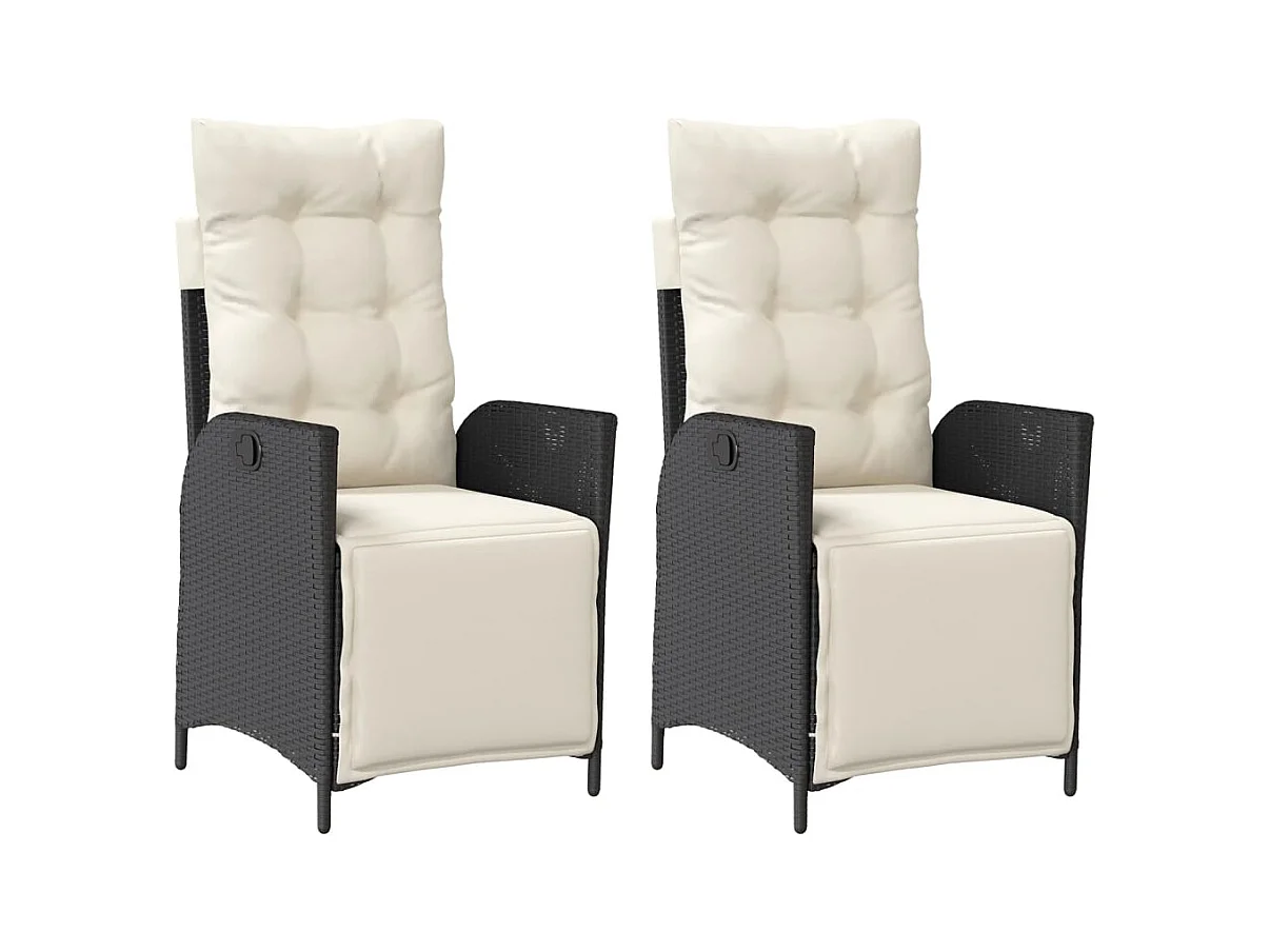 Tuinstoelen Set van 2 Zwarte Rotan Voetenbank