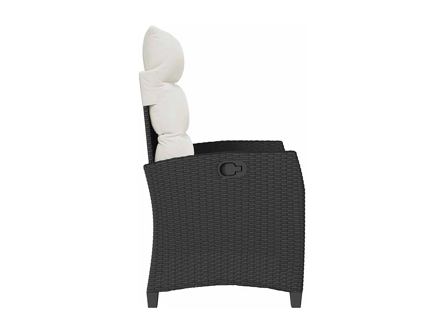 Chaise de jardin inclinable avec table d'appoint noir polyrotin