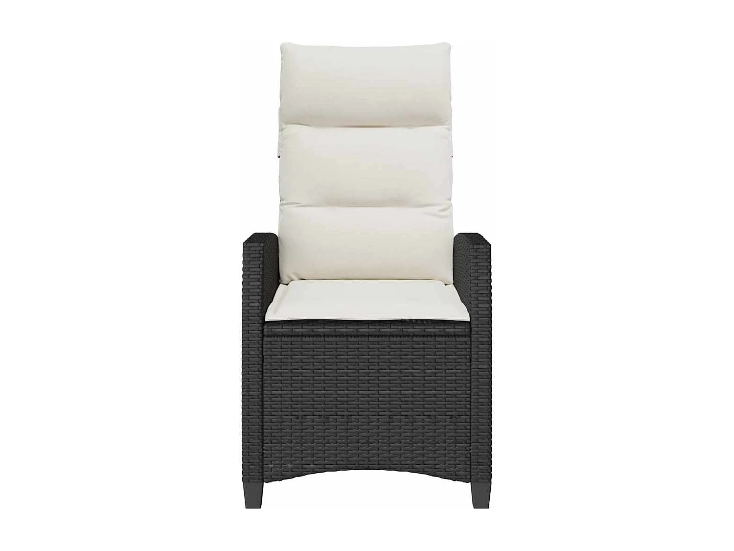 Chaise de jardin inclinable avec table d'appoint noir polyrotin