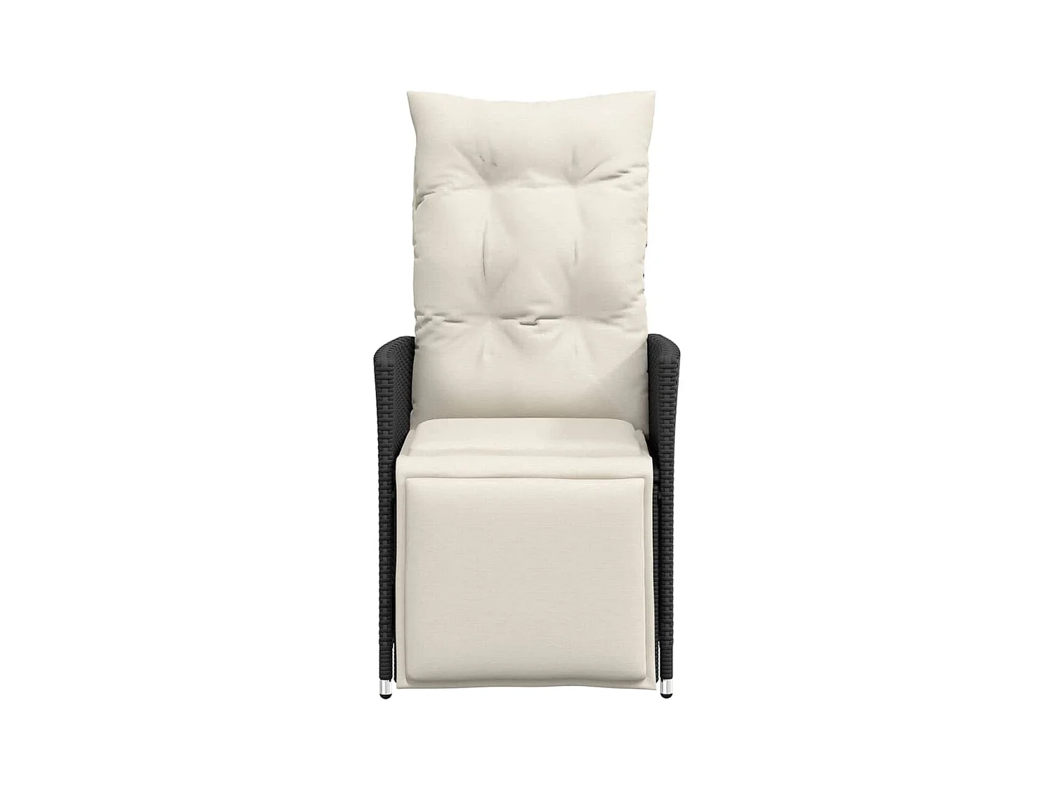 Set van 2 verstelbare tuinstoelen met zwarte rotan kussens