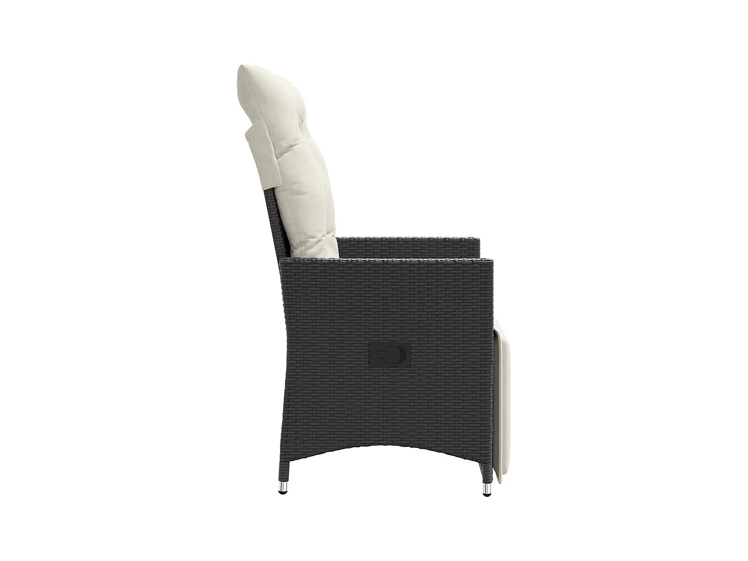 Set van 2 verstelbare tuinstoelen met zwarte rotan kussens