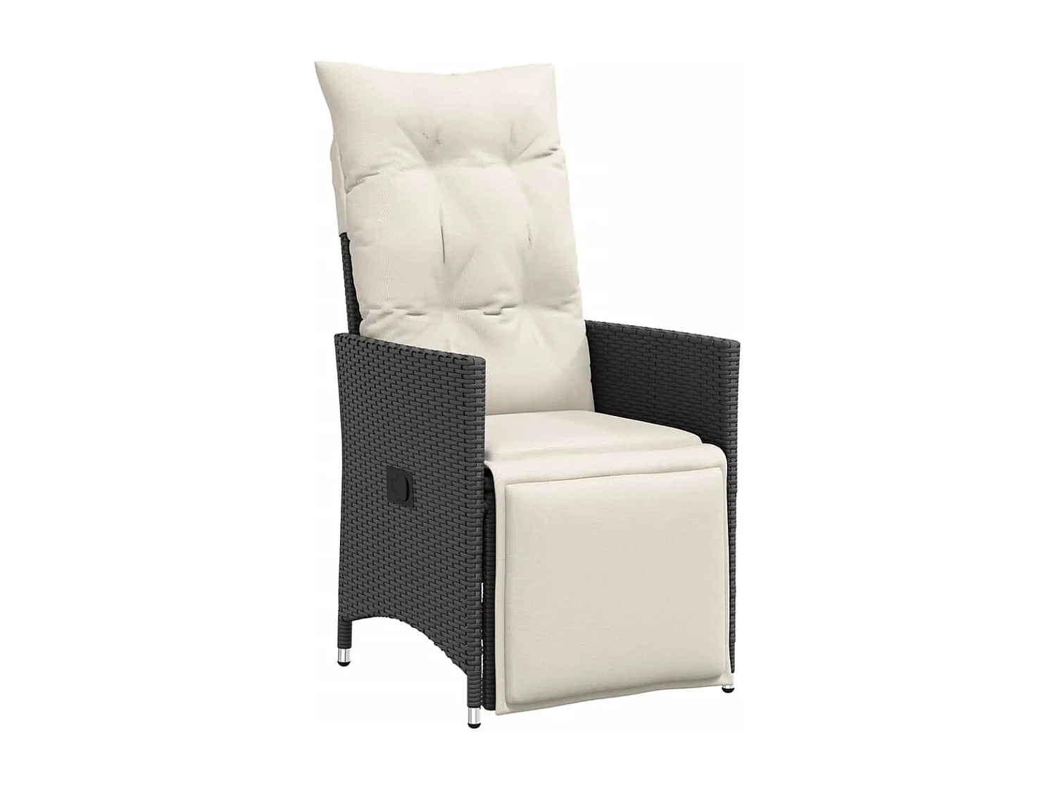 Chaises inclinables de jardin lot de 2 et coussins noir rotin