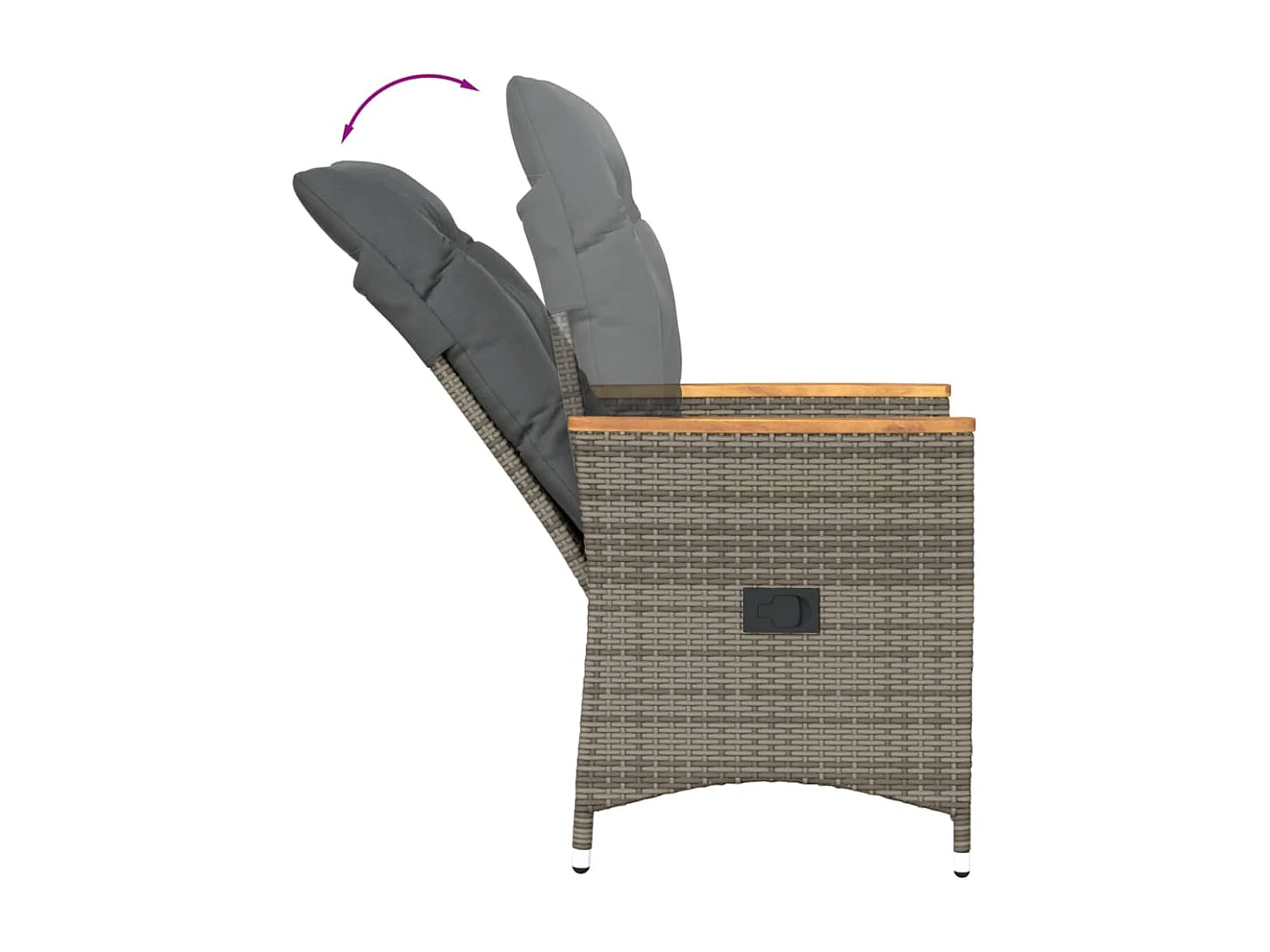 Chaise inclinable de jardin avec coussins gris résine tressée