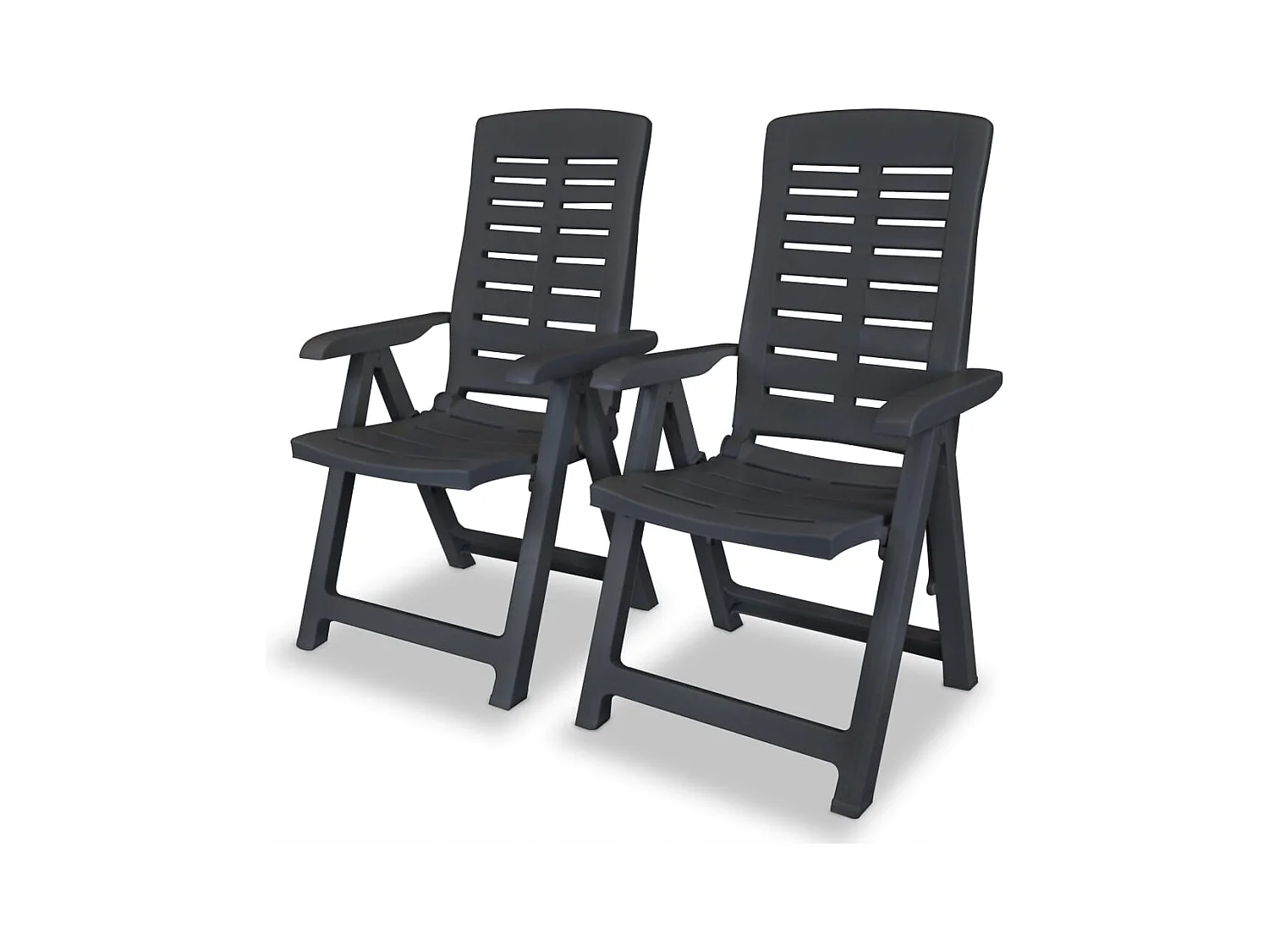 Ligstoelen tuinset van 2 Antraciet kunststof