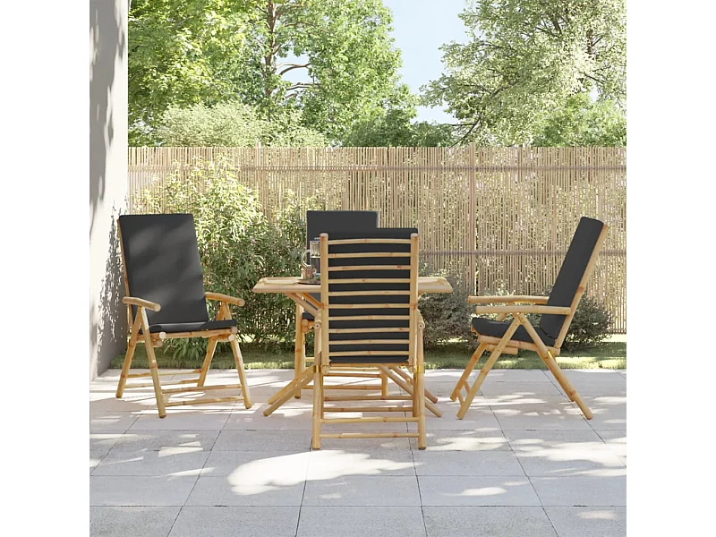 Opvouwbare tuinstoelen set van 4 bamboe kussens