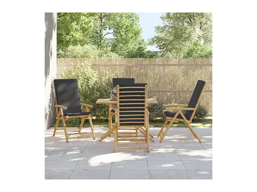 Chaises inclinables de jardin pliantes lot de 4 coussins bambou