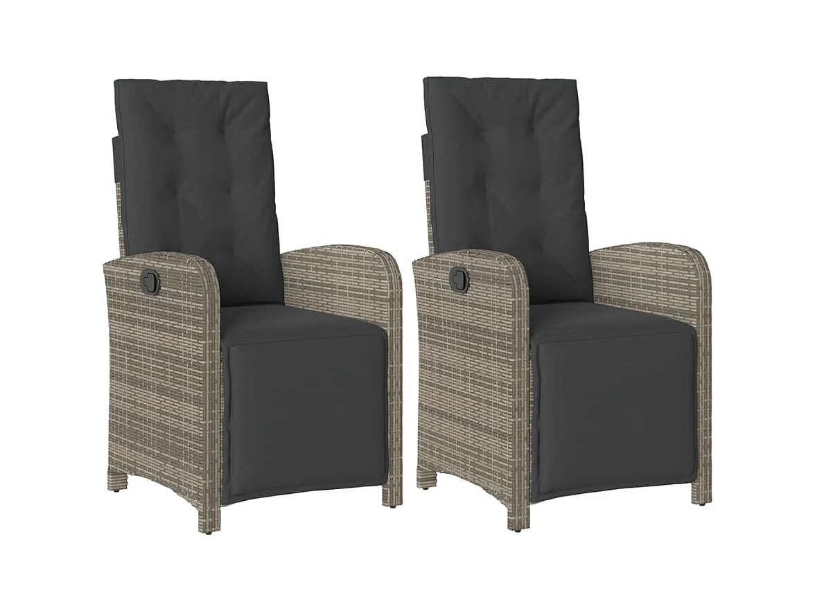 Set di 2 sedie da giardino reclinabili e poggiapiedi in rattan