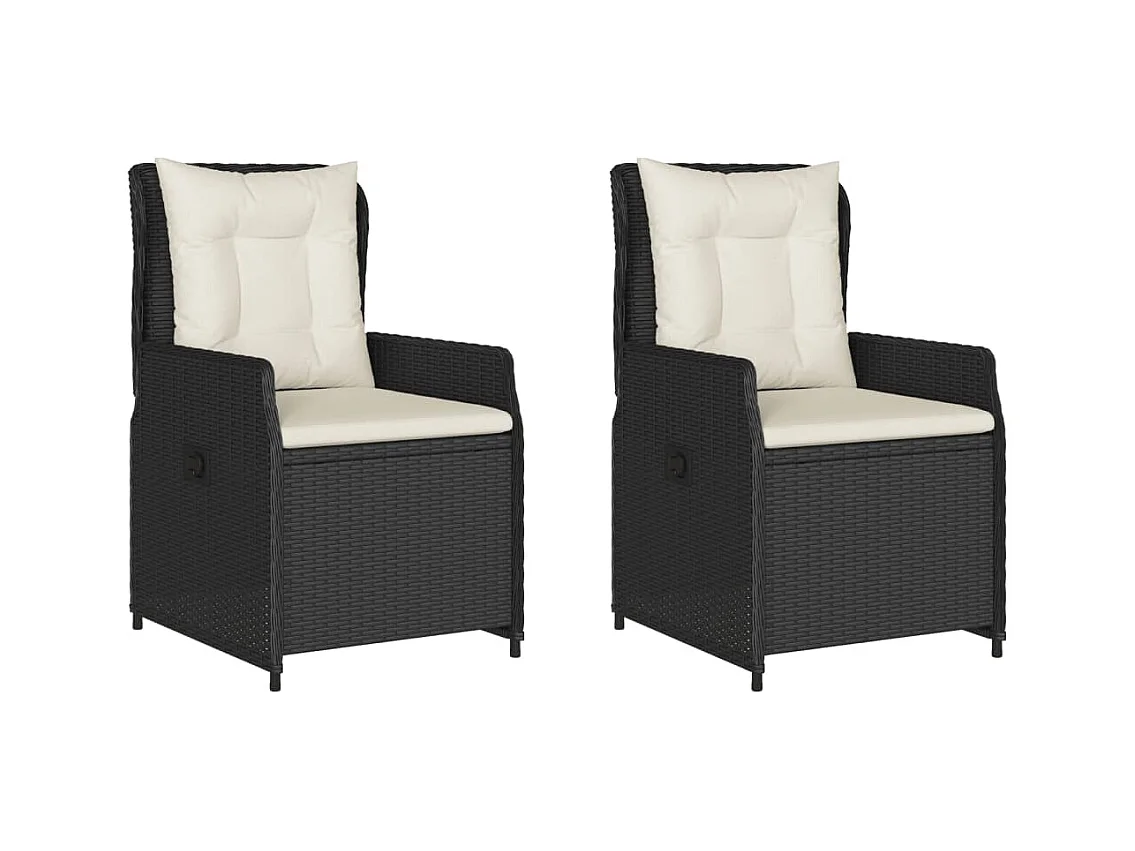 Chaises inclinables de jardin lot de 2 noir résine tressée