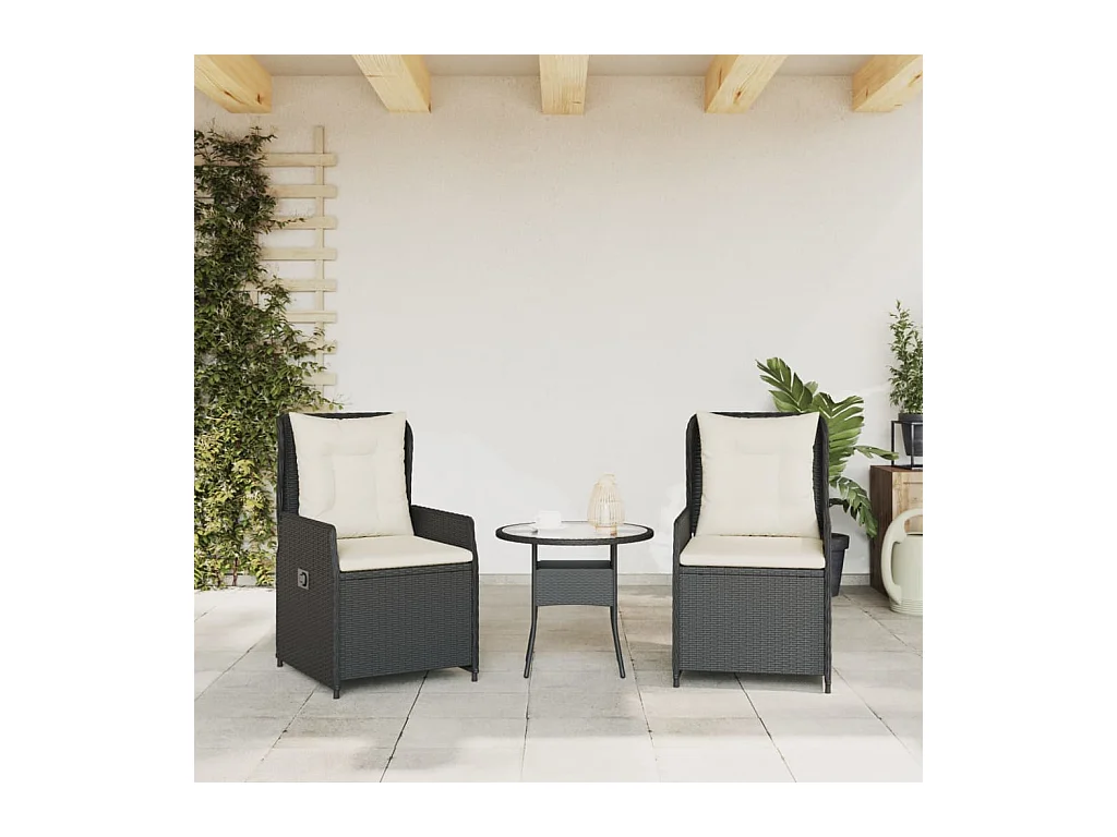 Chaises inclinables de jardin lot de 2 noir résine tressée