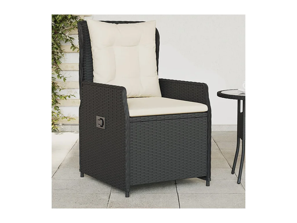 Set di 2 sedie da giardino reclinabili in resina di vimini nera