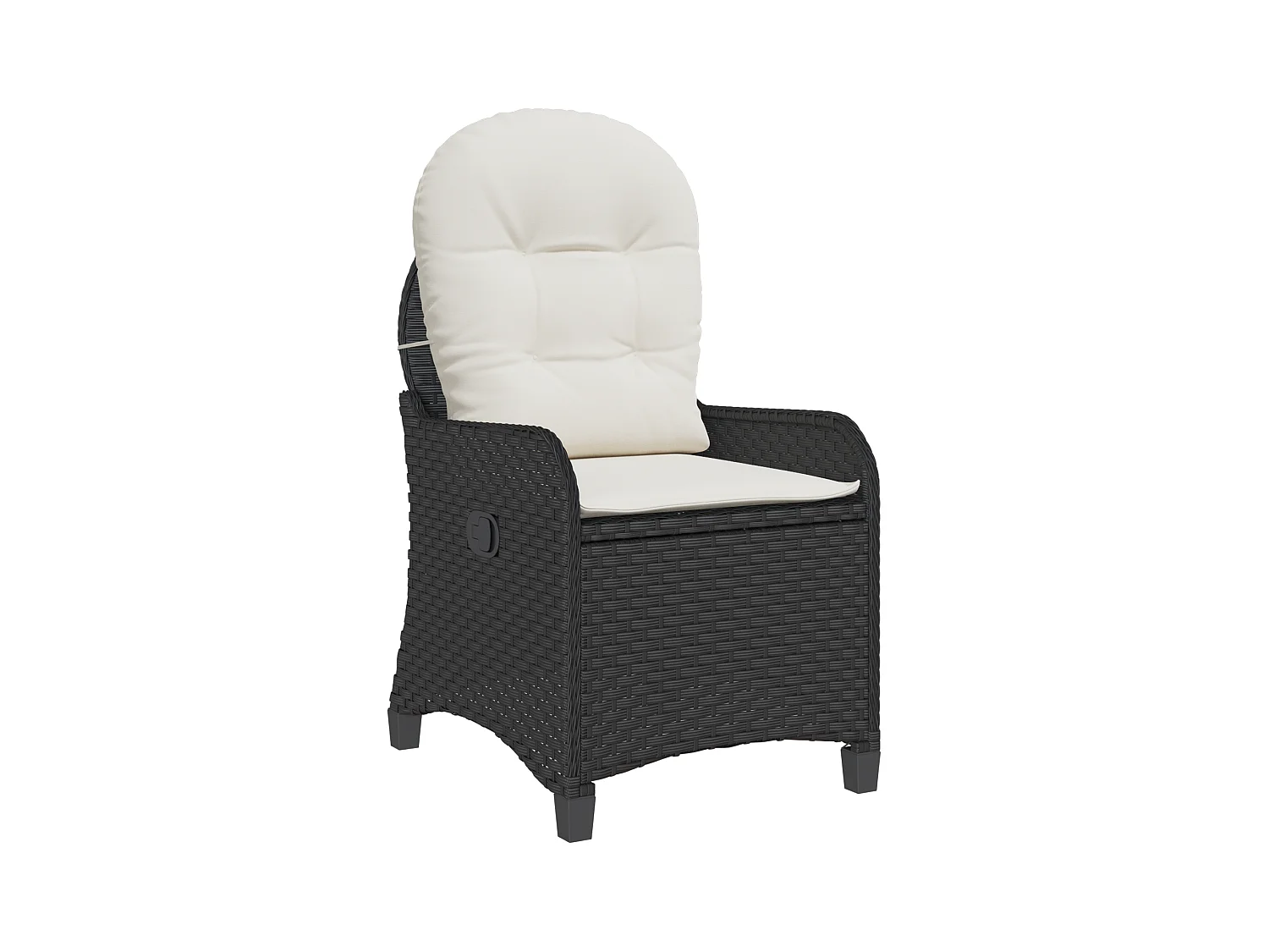 Poltrona reclinabile con cuscino in polyrattan nero
