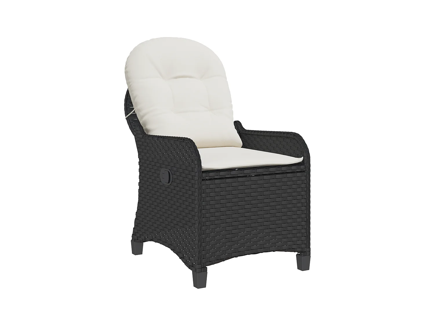 Poltrona reclinabile con cuscino in polyrattan nero