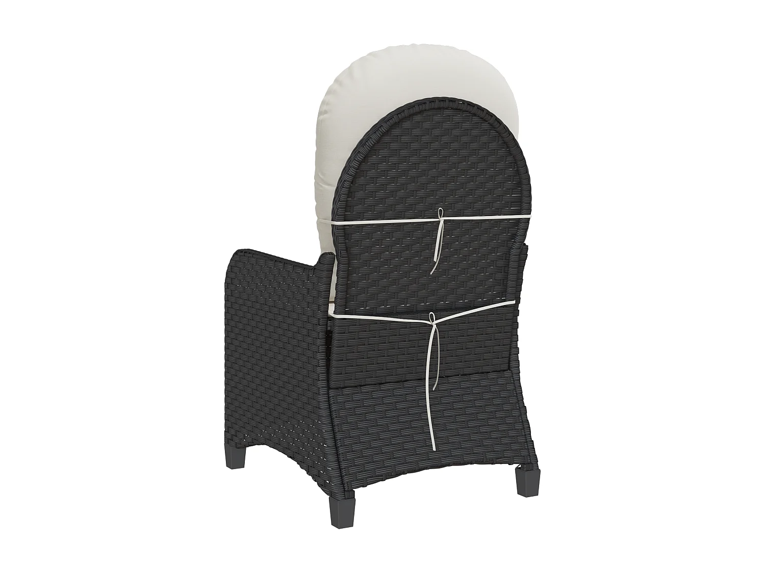 Poltrona reclinabile con cuscino in polyrattan nero