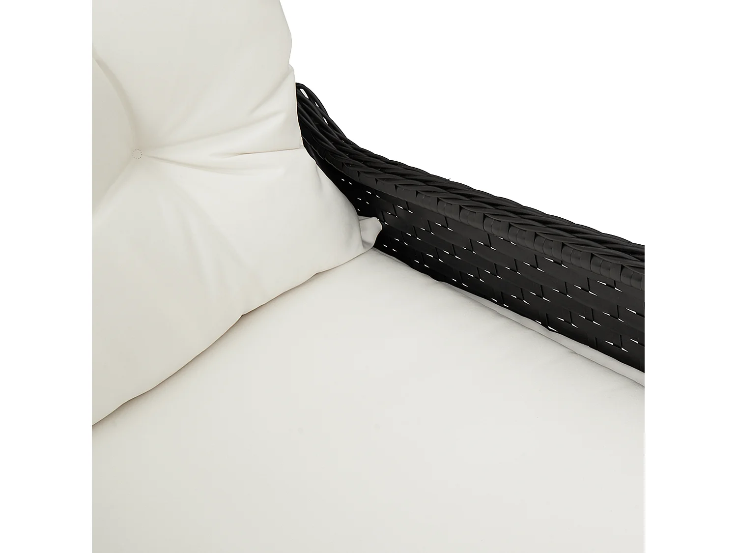 Poltrona reclinabile con cuscino in polyrattan nero