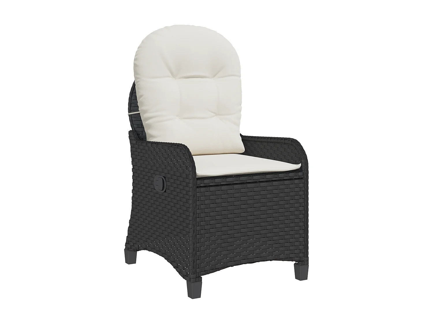 Chaise inclinable avec coussin en poly rotin noir