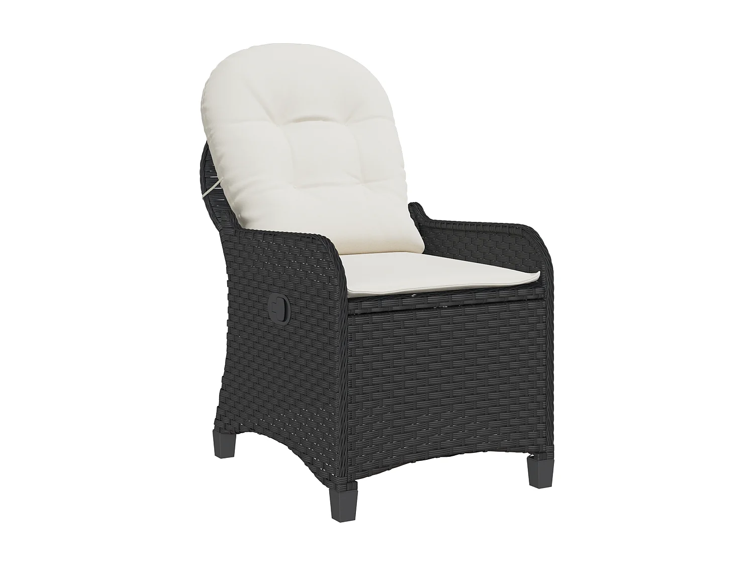 Chaise inclinable avec coussin en poly rotin noir