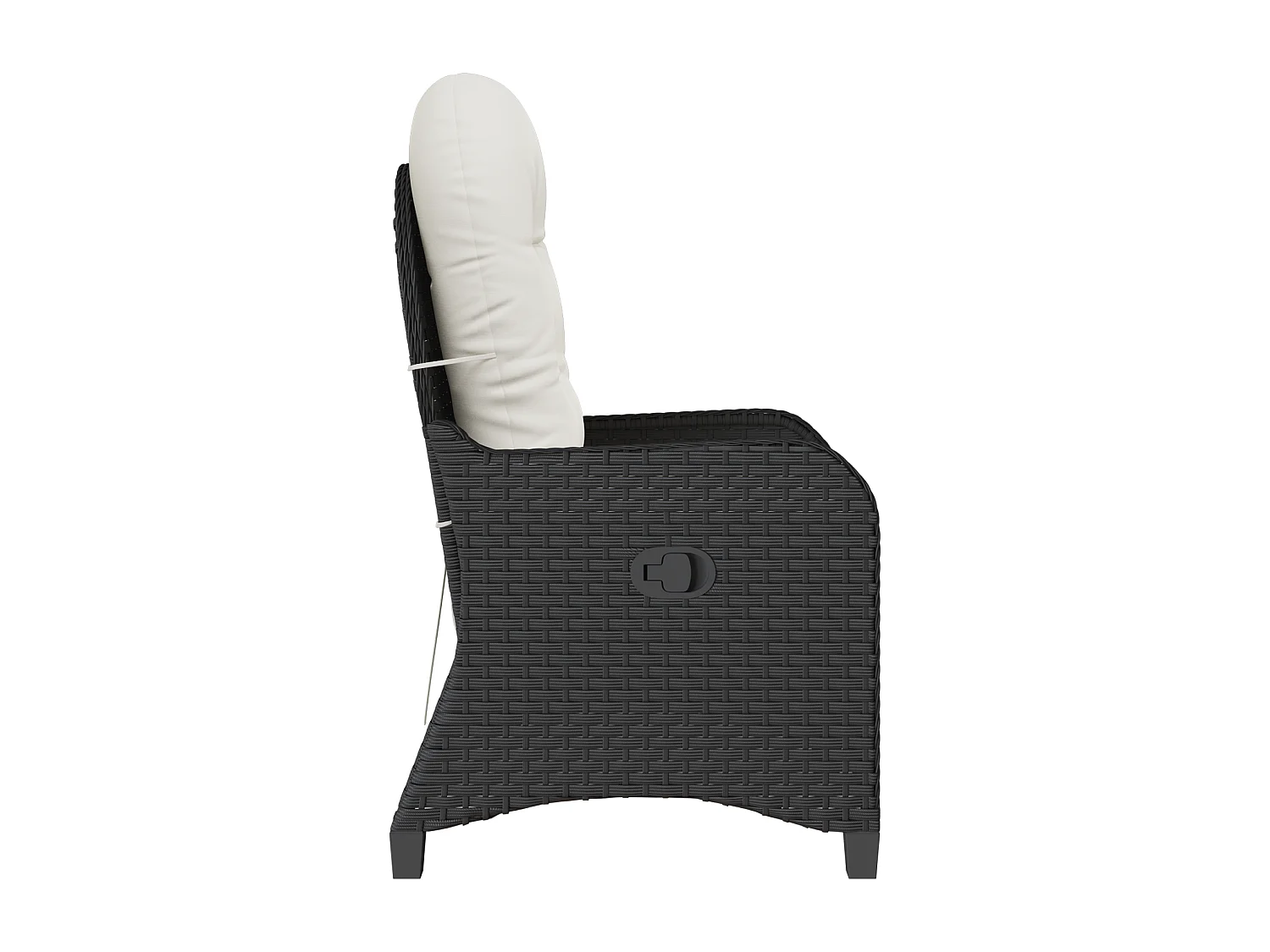 Chaise inclinable avec coussin en poly rotin noir