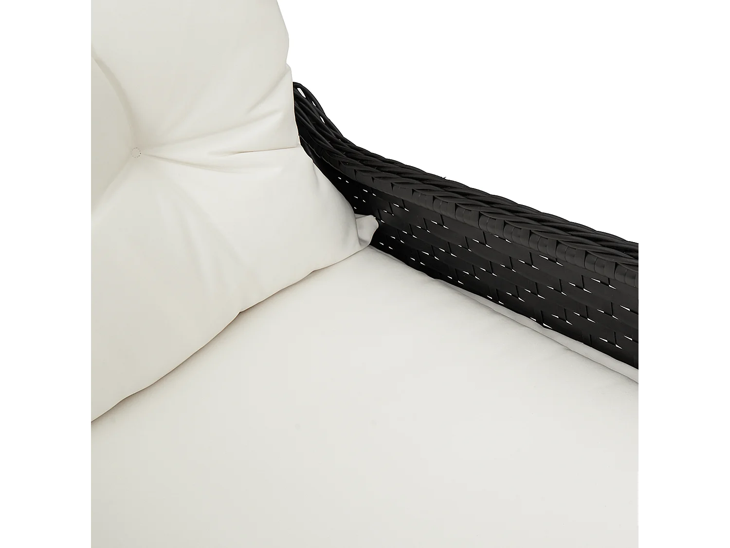 Ligstoel met zwart polyrotan kussen