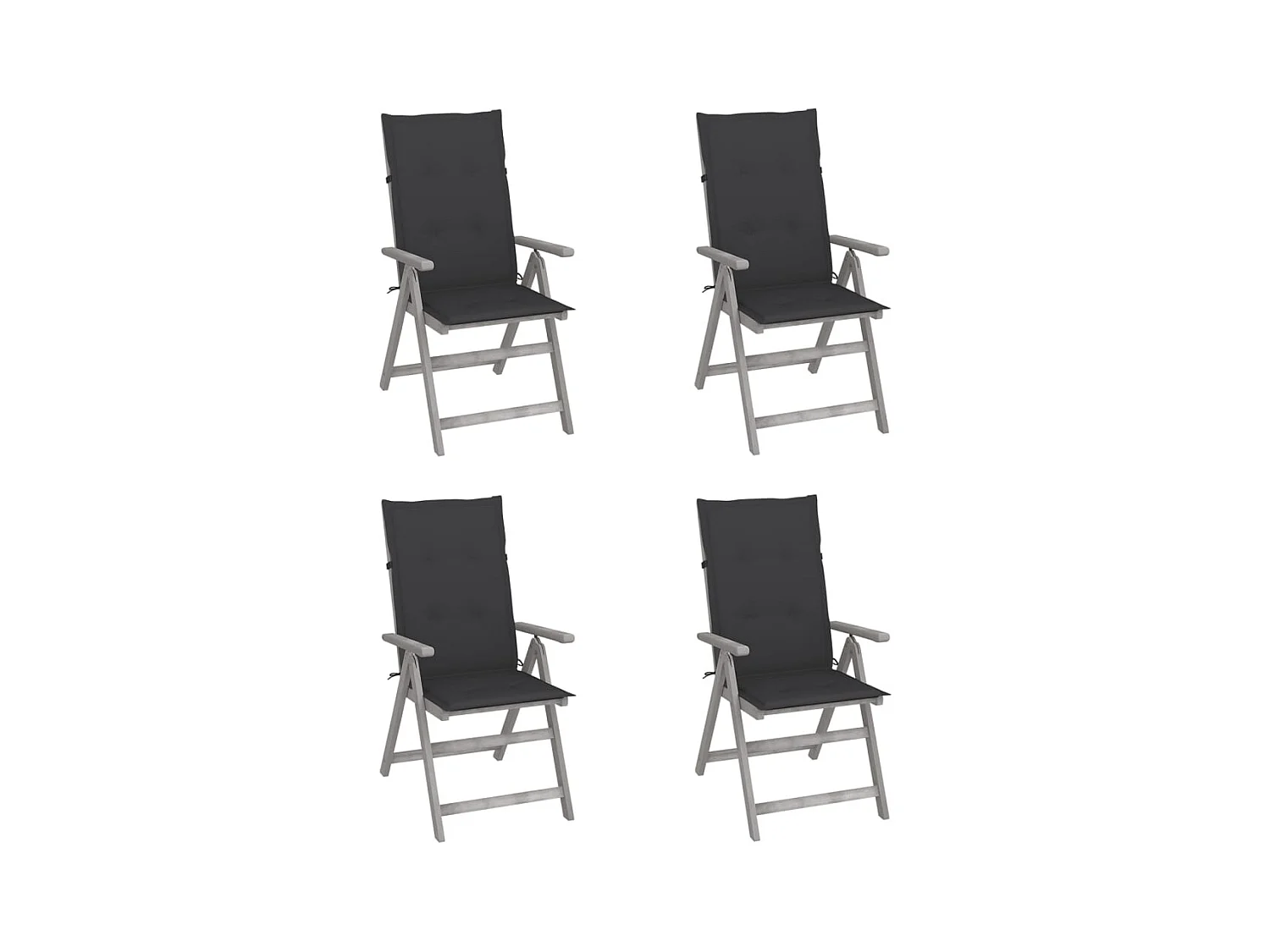 Chaises inclinables de jardin lot de 4 et coussins Bois acacia