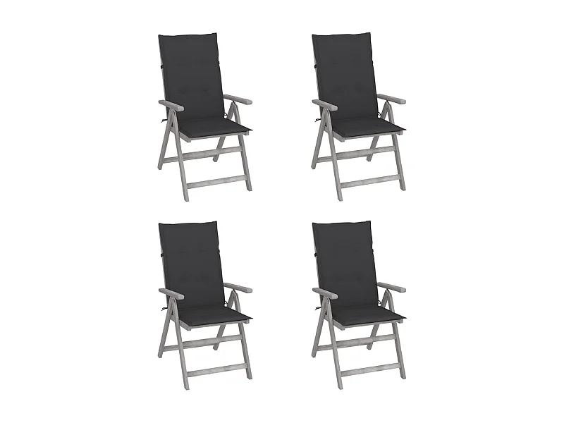 Chaises inclinables de jardin lot de 4 et coussins Bois acacia