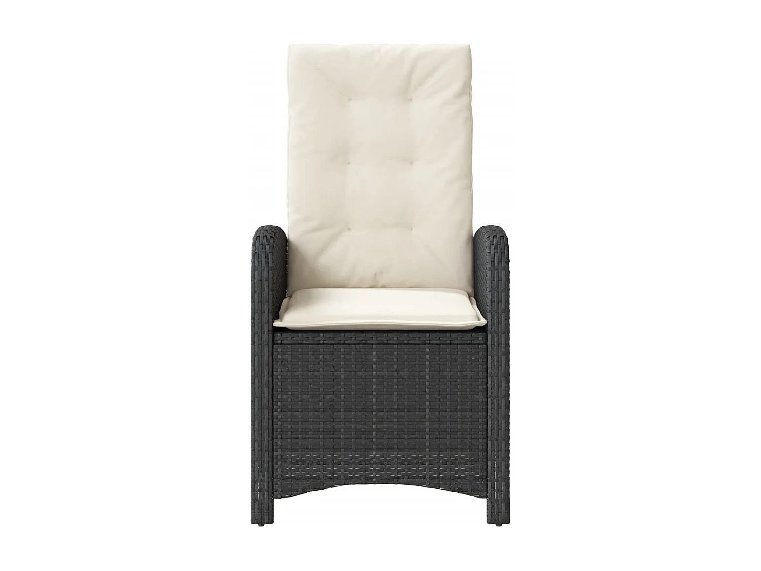 Chaise inclinable de jardin avec coussins noir résine tressée