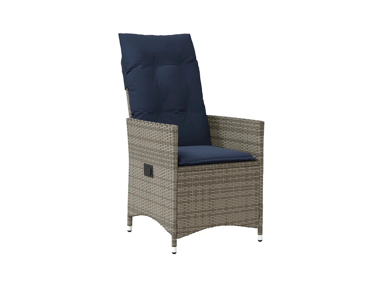 Set van 2 verstelbare tuinstoelen met grijze rieten kussens