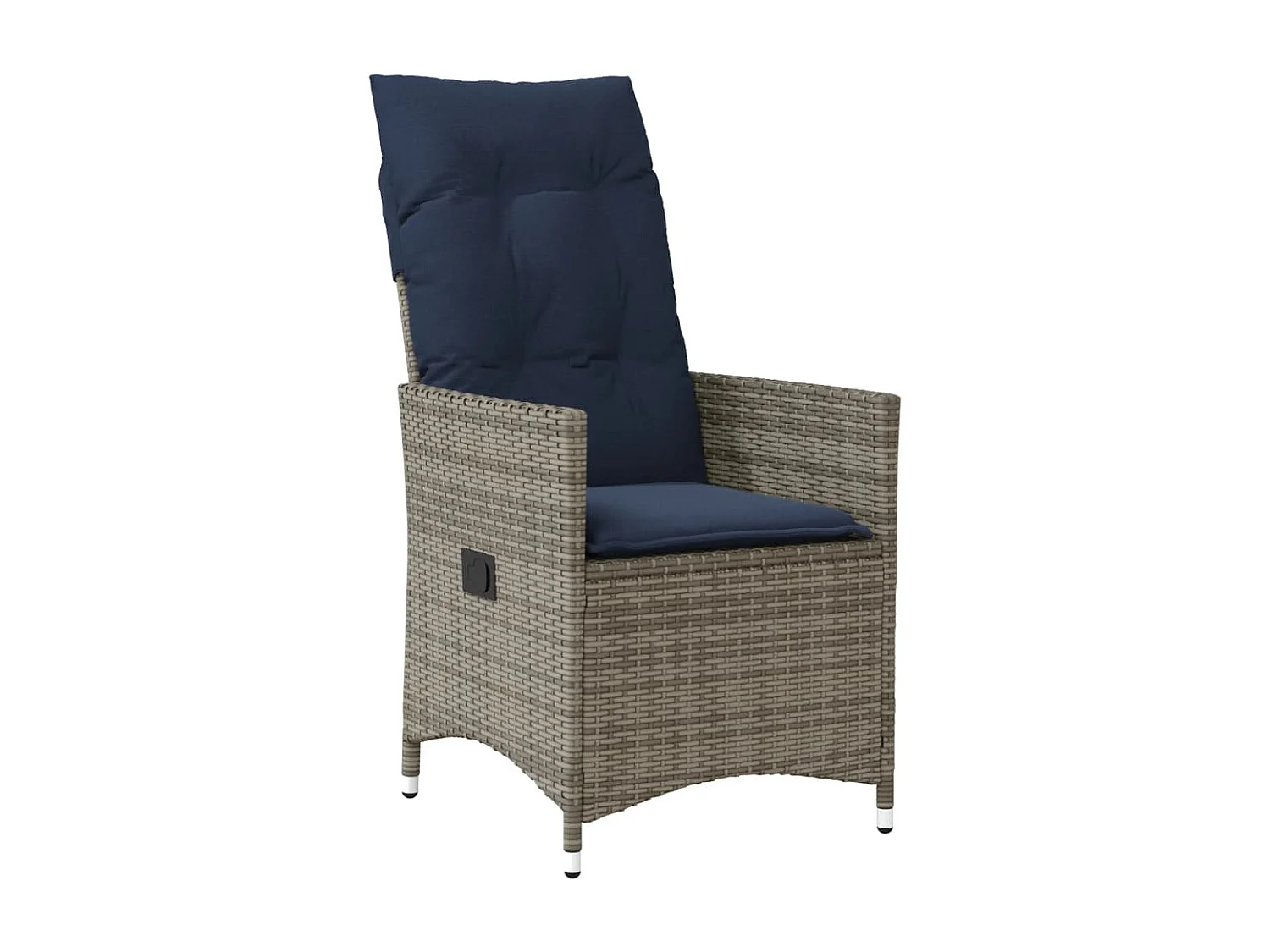 Juego de 2 sillas de jardín reclinables con cojines de mimbre gris