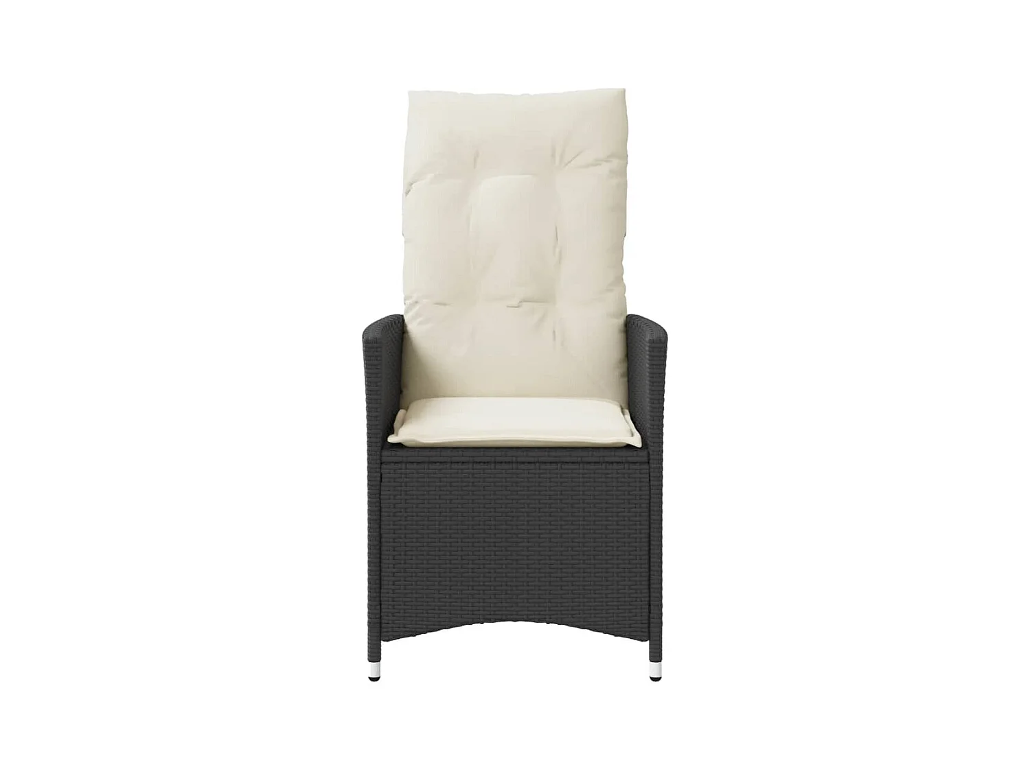 Silla de jardín reclinable con cojines de mimbre de resina negra