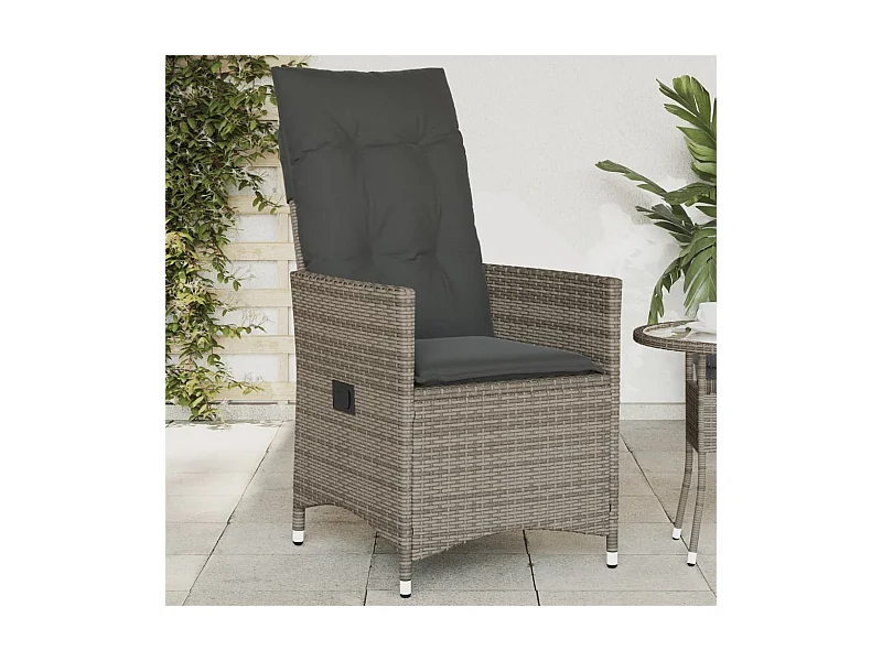 Chaise inclinable de jardin avec coussins gris résine tressée