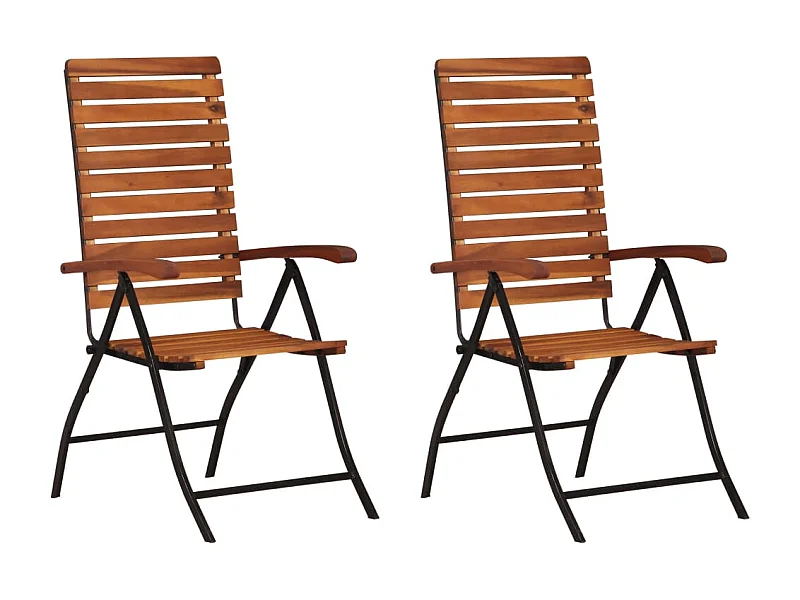 Set di 2 sedie da giardino reclinabili in legno massello di acacia