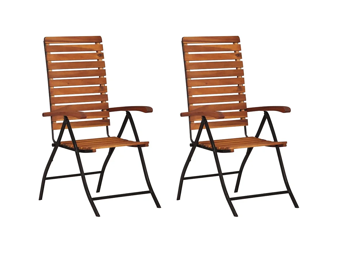 Set van 2 verstelbare tuinstoelen van massief acaciahout