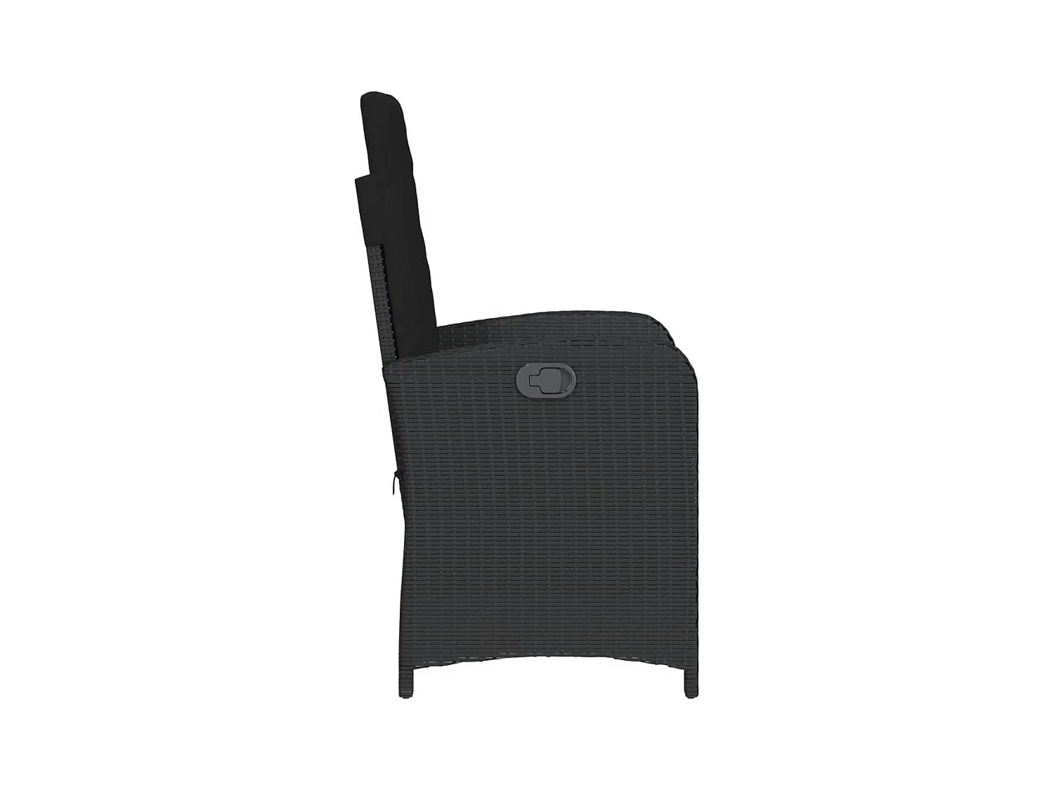 Liggende tuinstoel met zwarte kunsthars rieten kussens