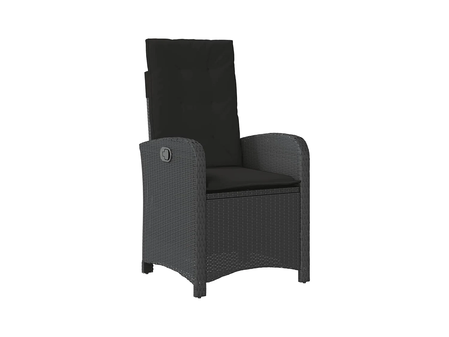 Chaise inclinable de jardin avec coussins noir résine tressée