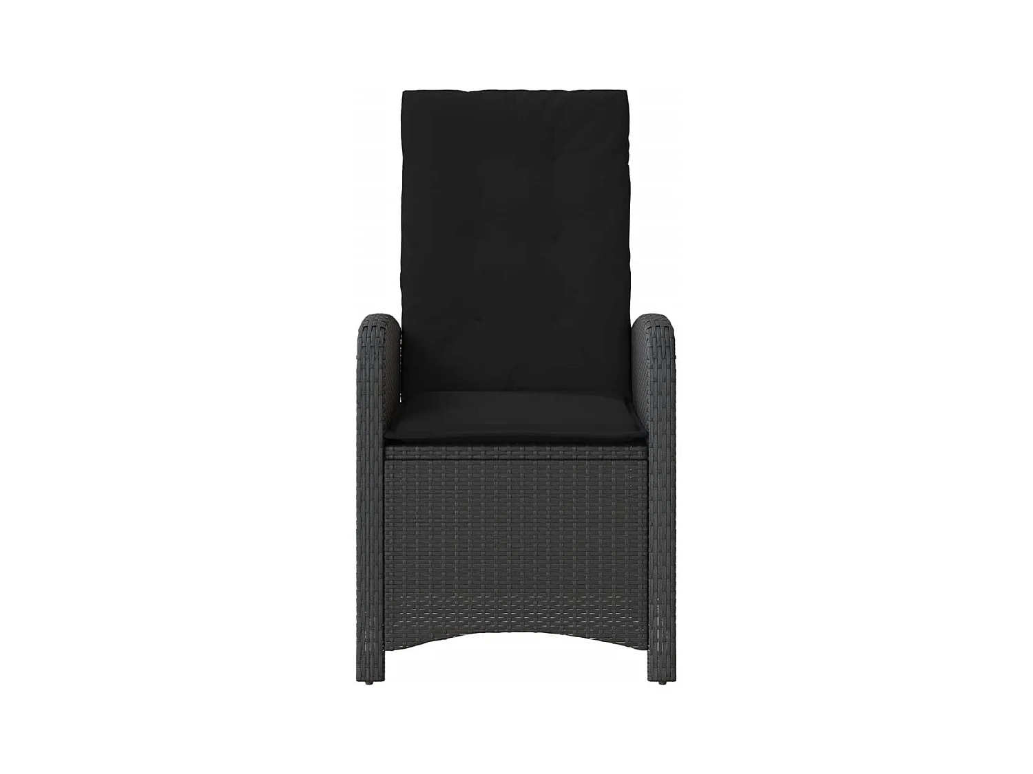 Chaise inclinable de jardin avec coussins noir résine tressée