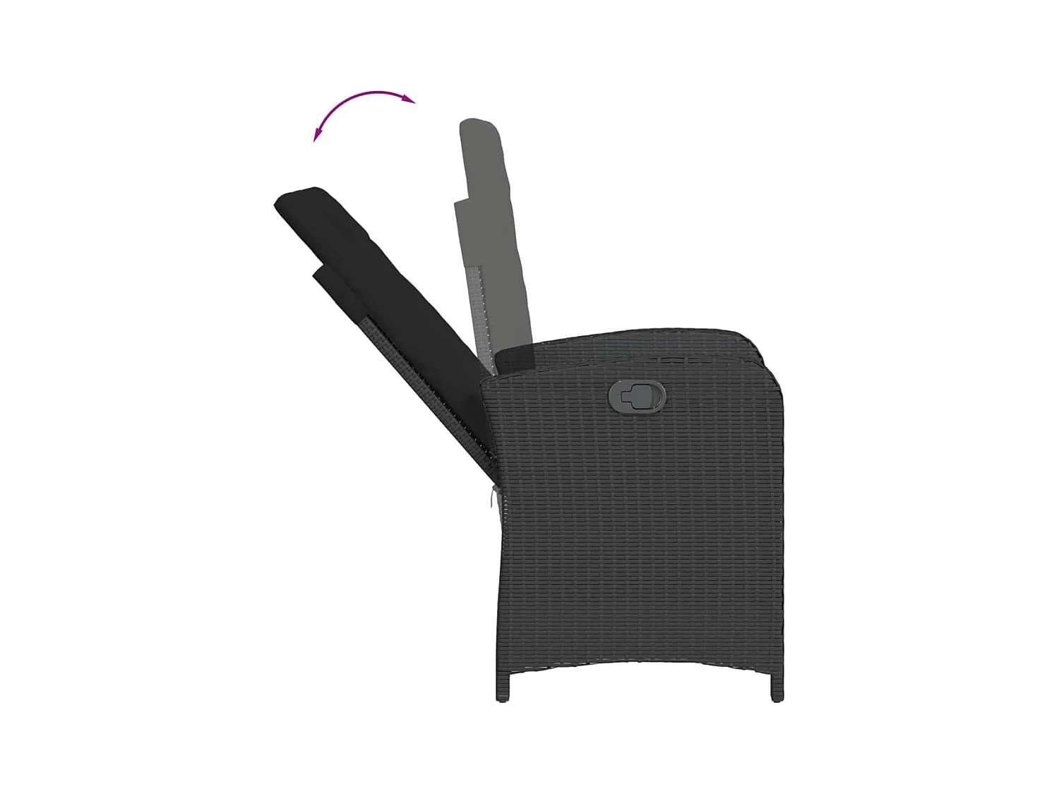Chaise inclinable de jardin avec coussins noir résine tressée
